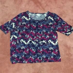 Lularoe chevron floral rose Julia fitted dress